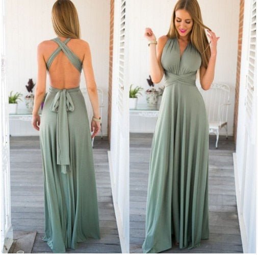 Versatile convertible maxi dress, perfect for women's formal or casual elegance.