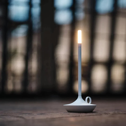 Elegant cordless LED table lamp in a modern home setting, perfect for ambient lighting.