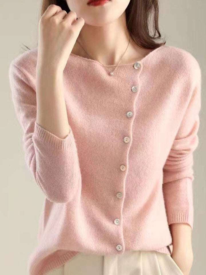 Soft knit women's Lilou cardigan, an elegant & cozy relaxed fit layering top. Versatile outerwear.