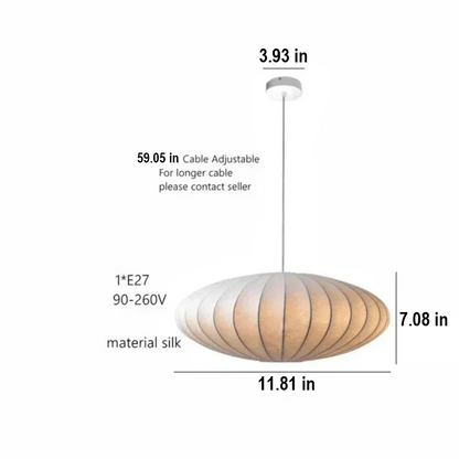 Contemporary ceiling light, blending shimmering crystals with a graceful silk shade.