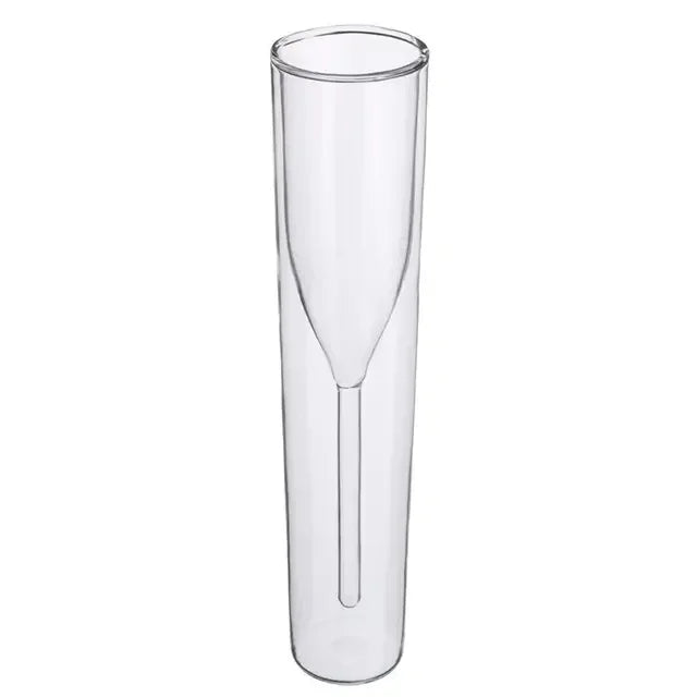 Stylish double wall insulated champagne glass, perfect for sparkling wine & cocktails. Modern elegant drinkware set.