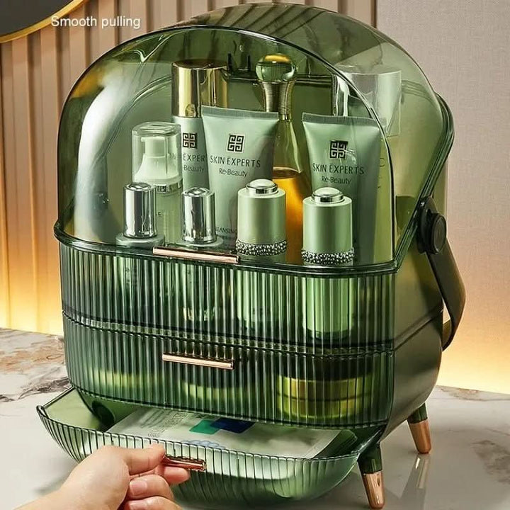 Sleek side view of elegant dustproof cosmetic case, a modern storage solution.