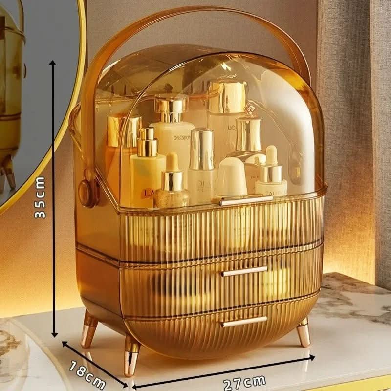Premium dustproof desktop makeup organizer, keeping beauty essentials tidy & secure.