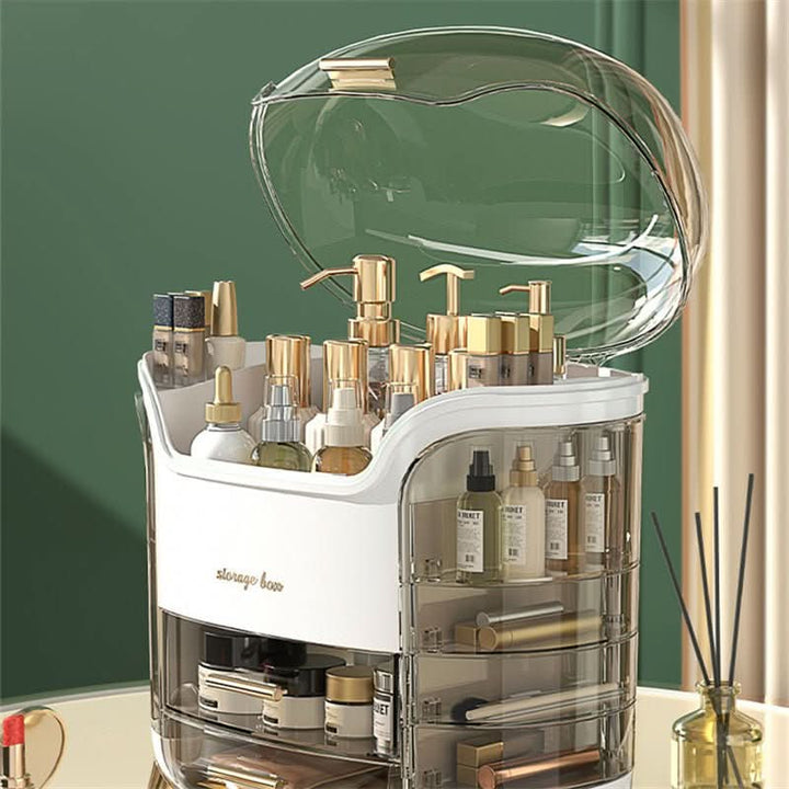 Waterproof cosmetic case, an elegant dustproof desktop organizer for makeup.