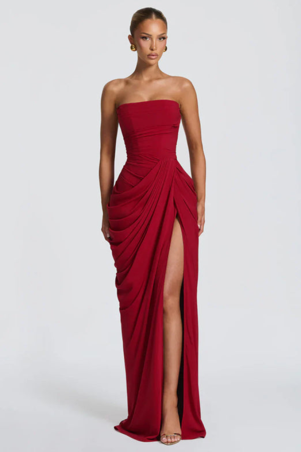 Graceful women's elegant flowing maxi dress, perfect for formal events and evening parties.