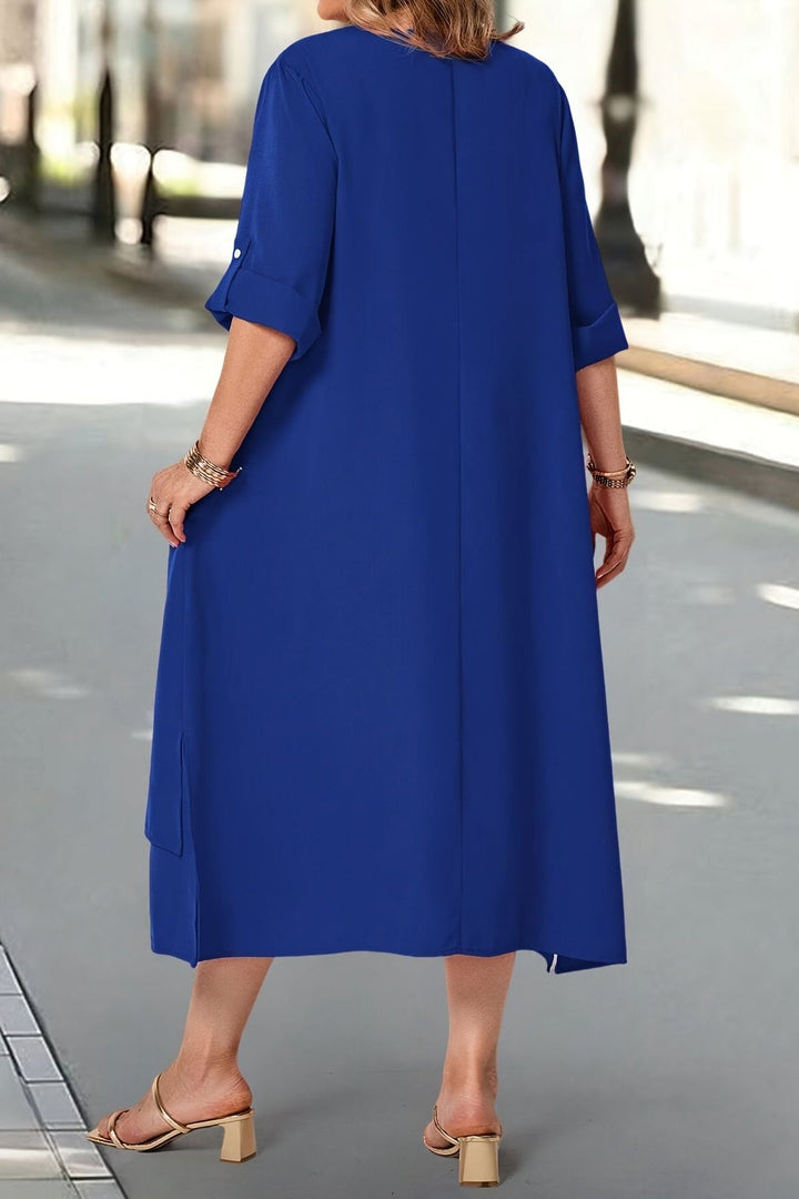 Women's long flowing elegant maxi dress, suitable for formal occasions & parties.