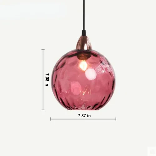 Glass sphere pendant light, modern ceiling fixture providing ambient home lighting.