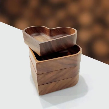 Rustic heart-shaped wooden serving tray for kitchen decor or displaying romantic treats.