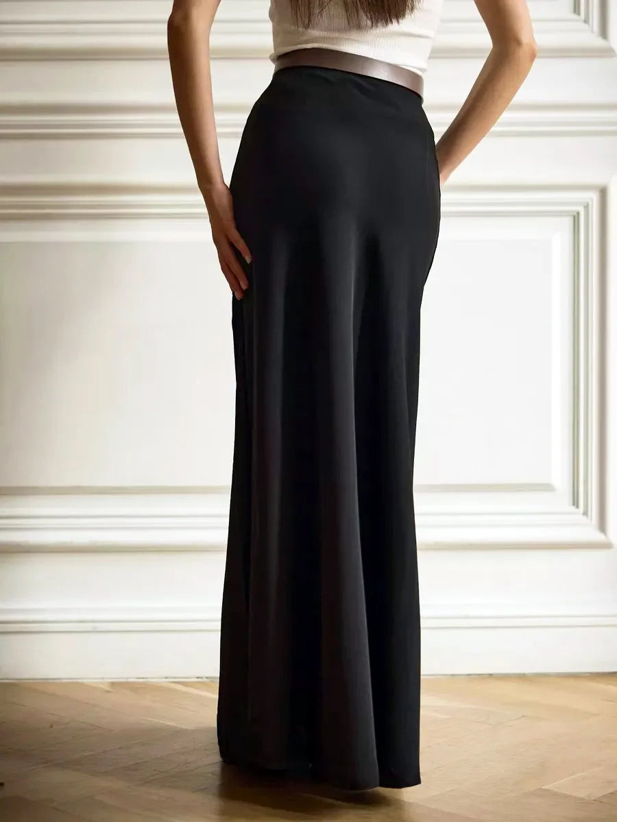 Women's high waist fishtail maxi skirt in deep red, perfect for a stunning evening gala look.