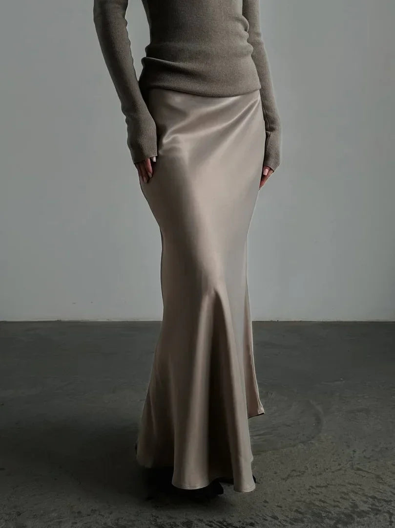 Sophisticated women's high waist fishtail maxi skirt, ideal for evening wear & special occasions.