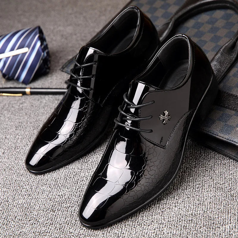 Elegant men's black slip-on dress shoes, perfect for business or formal events, offering comfort and timeless style.