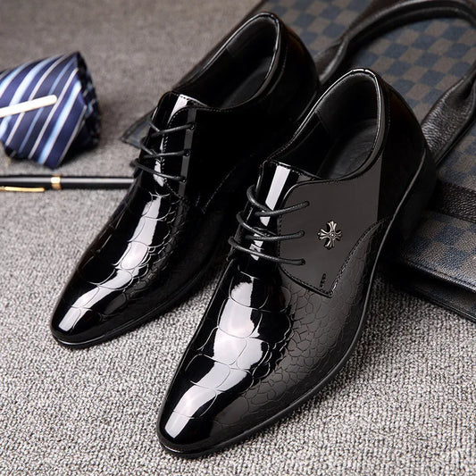 Elegant men's black slip-on dress shoes, perfect for business or formal events, offering comfort and timeless style.