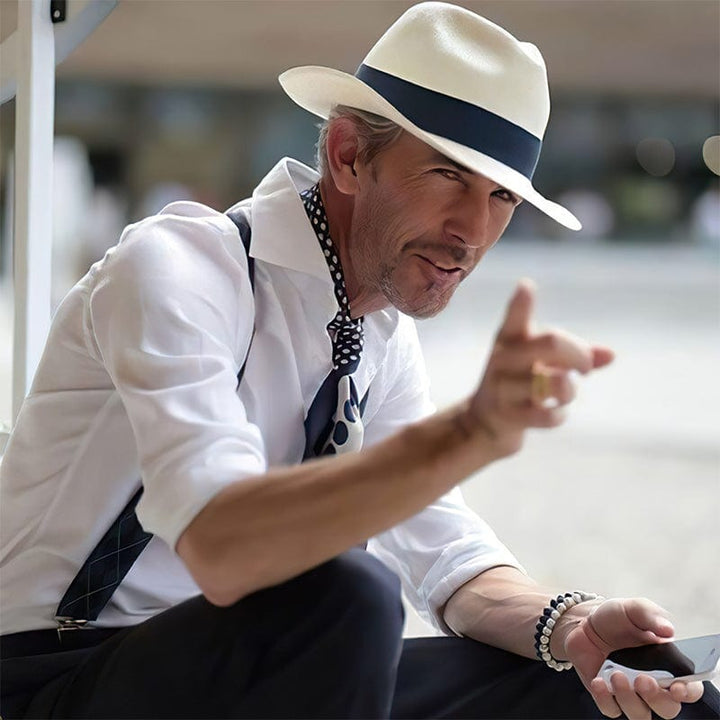Elegant men's handmade Panama hat, perfect for stylish summer sun protection.