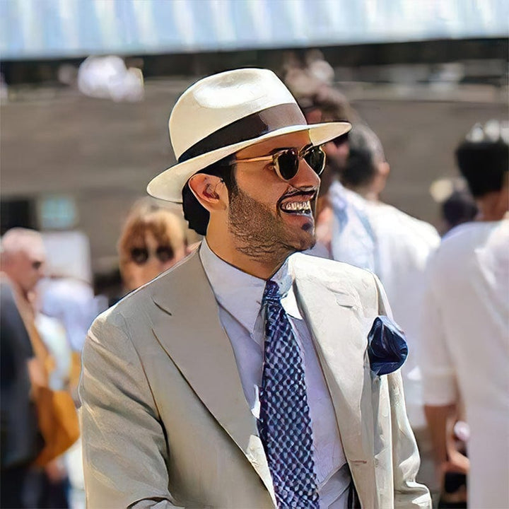 Handcrafted Panama hat for men, offering elegant sun protection and classic summer style.