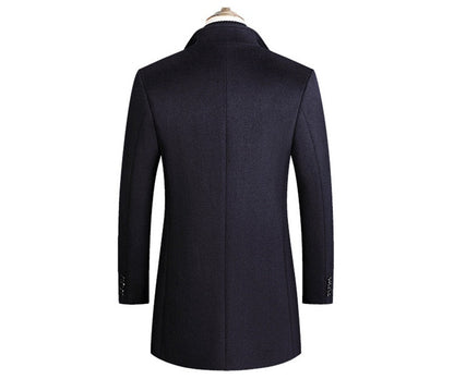 Men's elegant & warm long winter coat, classic fashion outerwear for sophisticated comfort.