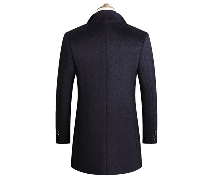 Men's elegant & warm long winter coat, classic fashion outerwear for sophisticated comfort.