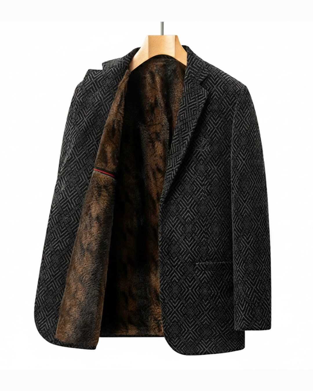 Elegant men's midnight tailored coat in dark blue/gray. Sophisticated warm jacket for winter fashion & business casual outerwear.