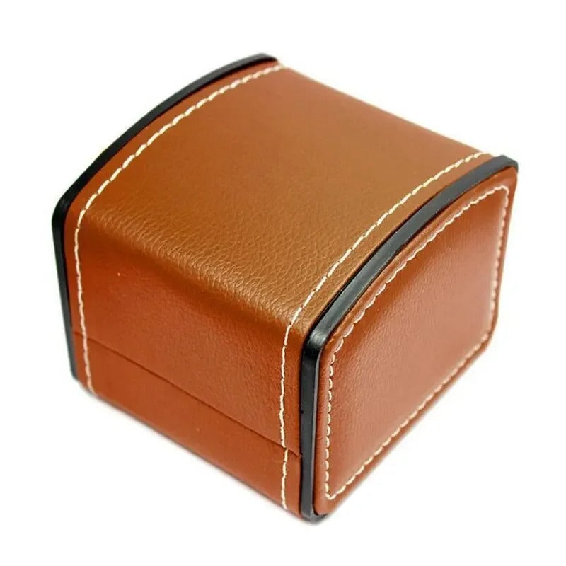 Compact single watch travel case for men. Securely transport elegant timepieces. Ideal watch accessory.