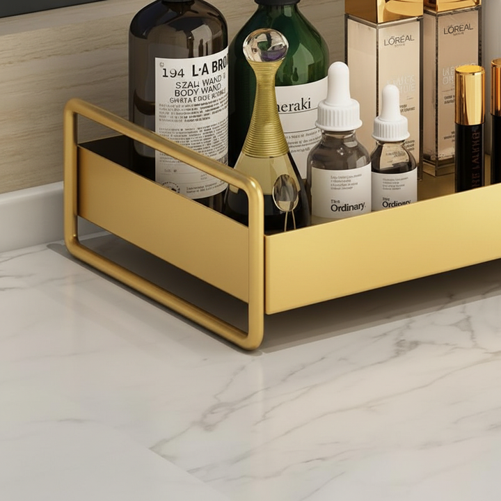 Unisex decorative tray with golden accents, perfect for elegant home & office decor.
