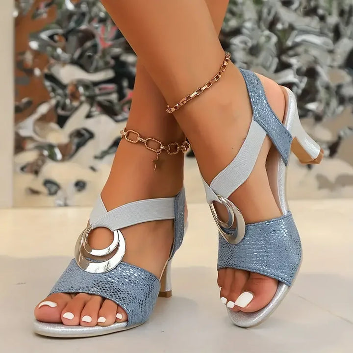 Summer-ready Nerea strappy open toe block heels for women, combining style with all-day comfort.