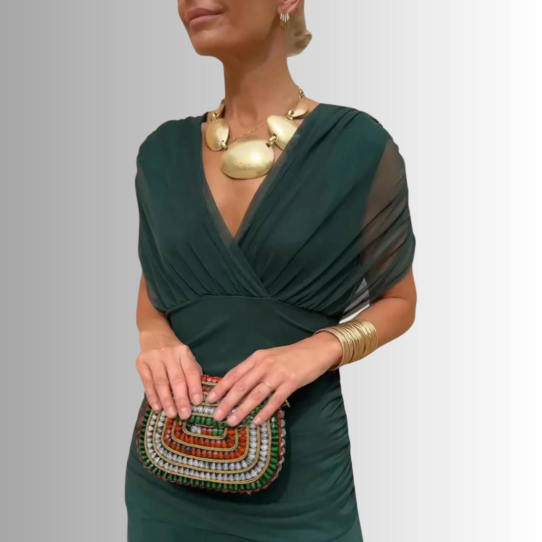 Chic off-shoulder evening maxi dress for women, elegant formal wear for special events & parties.