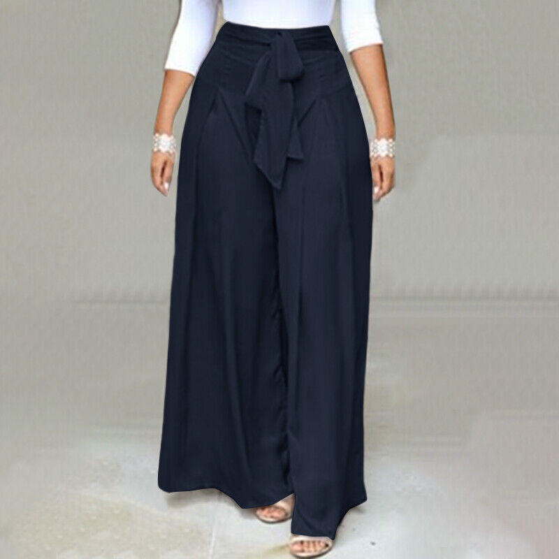 Chic professional plus-size palazzo pants, comfortable wide-leg design for workwear.
