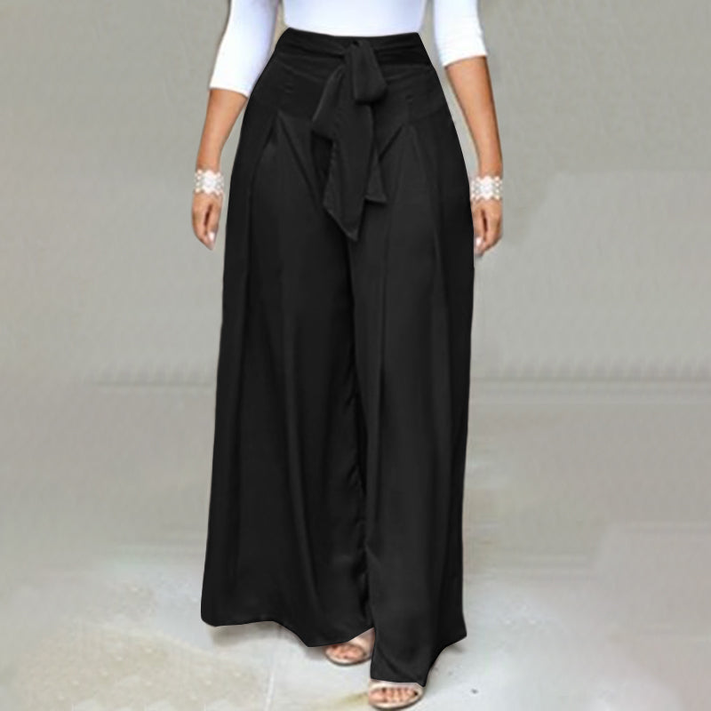 Comfortable women's plus-size wide-leg trousers, ideal for fall style & office fashion.
