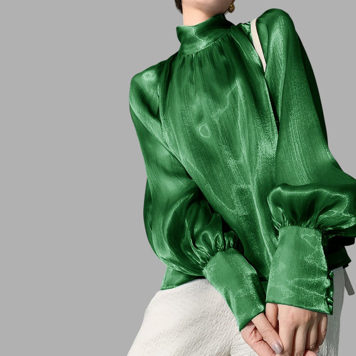 Versatile women's elegant puff sleeve blouse, a chic top for sophisticated workwear & fashion.