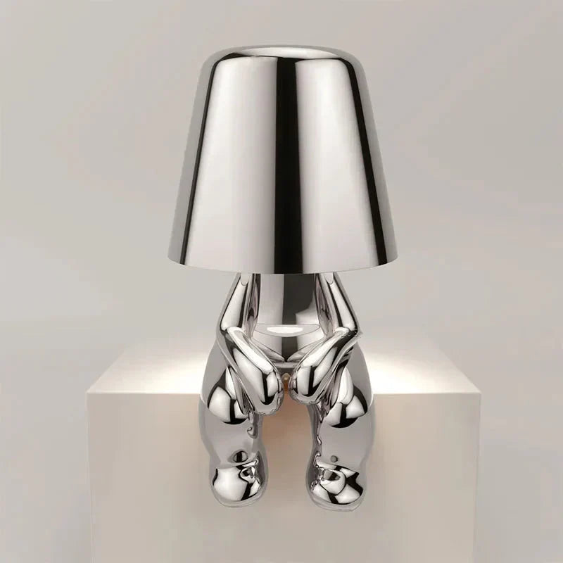 Sleek modern LED table lamp, cordless, dimmable, & rechargeable for sophisticated homes.
