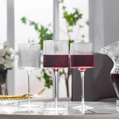 Stylish ribbed glassware, essential elegant drinkware for home dining.