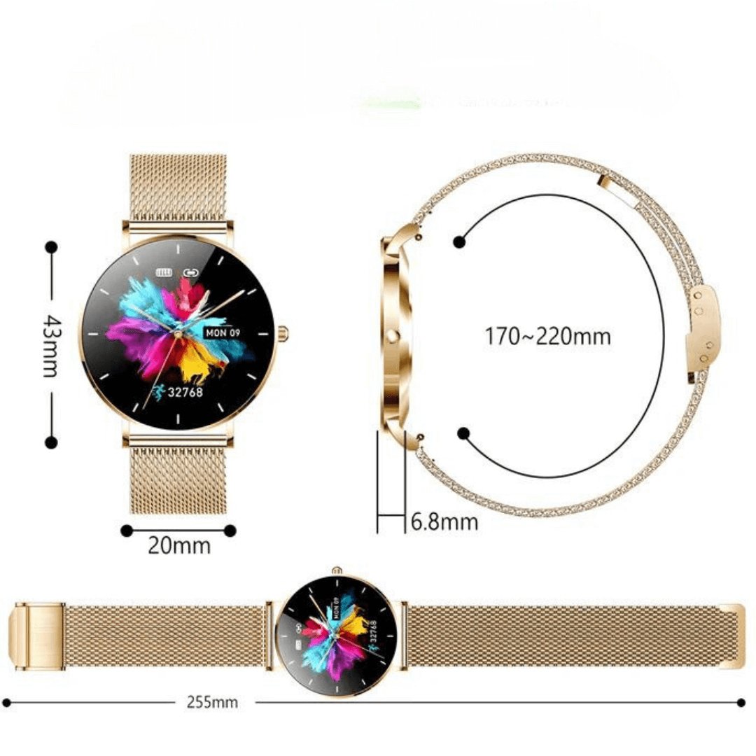 Women's elegant smartwatch, silver edition. Advanced health & fitness tracking digital watch.