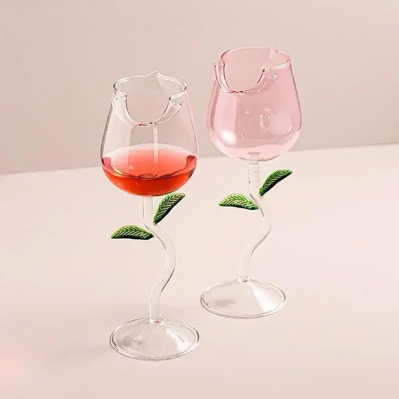 Elegant Rosette Stem wine glass, perfect for romantic table settings & home decor. Unique floral design glassware.