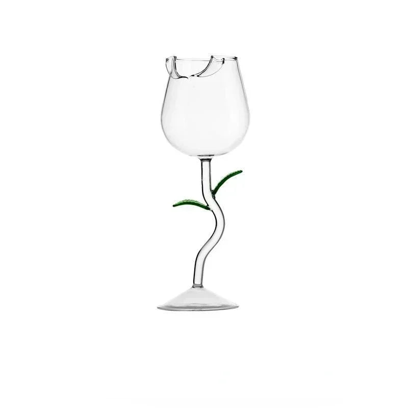 Clear glassware: Elegant Rosette Stem wine glass with intricate floral design, ideal cocktail glass for home decor.
