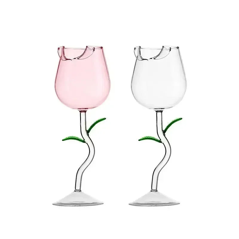 Stylish Rosette Stem wine glass for elegant home decor. Floral design adds a romantic touch to any table setting glassware.
