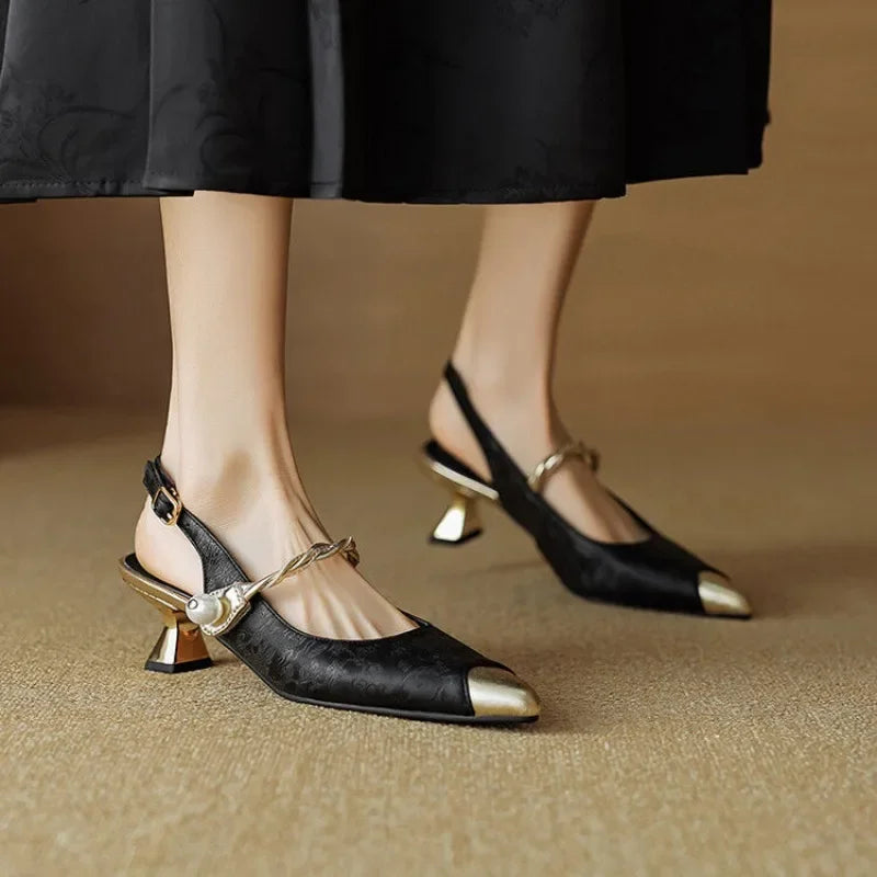 Stylish Savana low heel kitten heels, offering comfortable support for formal and evening occasions.