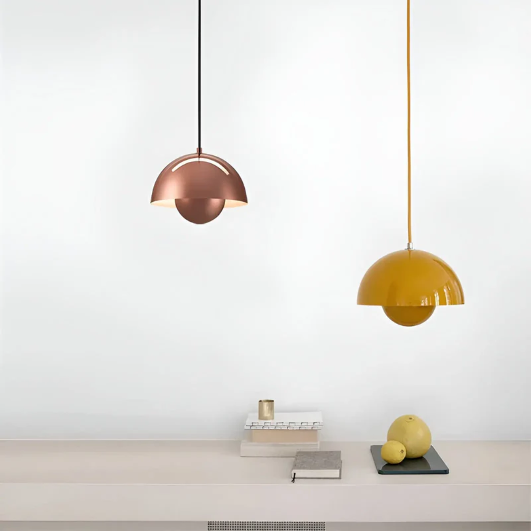 Contemporary Scandinavian pendant lamp, ambient LED home lighting.