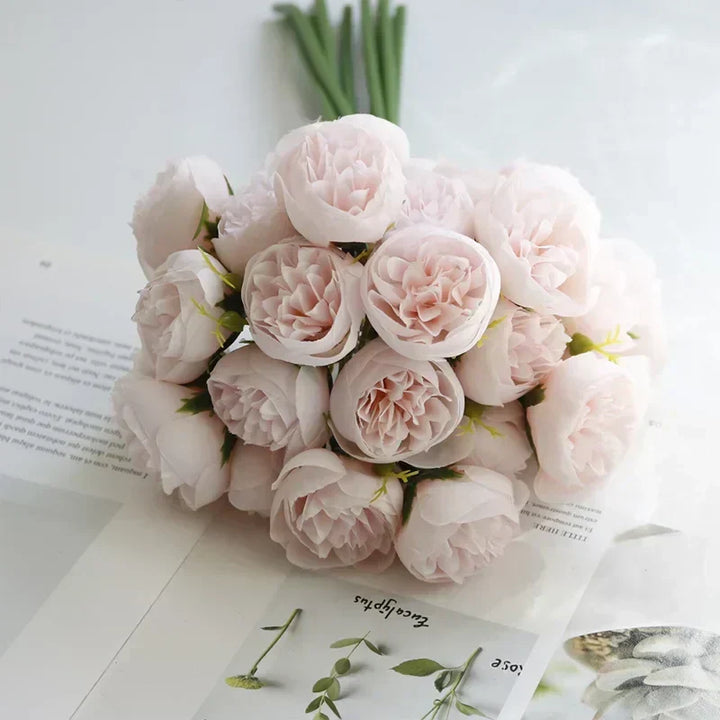 Large silk peony wedding bouquet, featuring realistic blooms for an unforgettable and maintenance-free display.