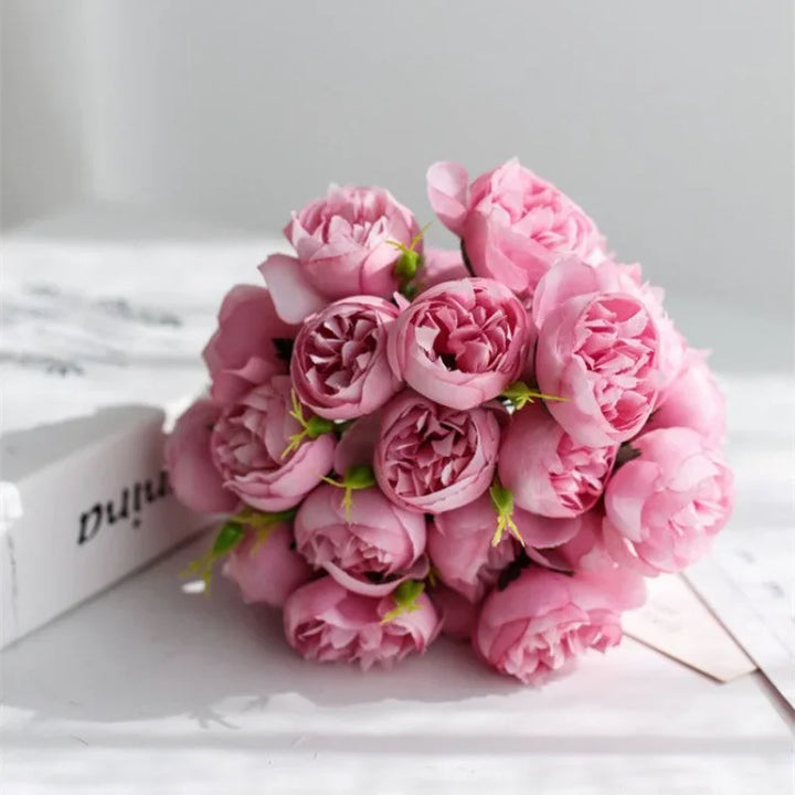 Beautiful silk peony bouquet, adding romantic charm to any wedding, special event, or everyday home decoration.