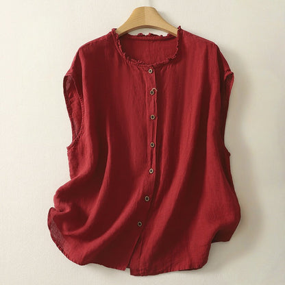 Elegant sleeveless blouse cardigan top for women, perfect for summer casual or workwear. Versatile fashion.