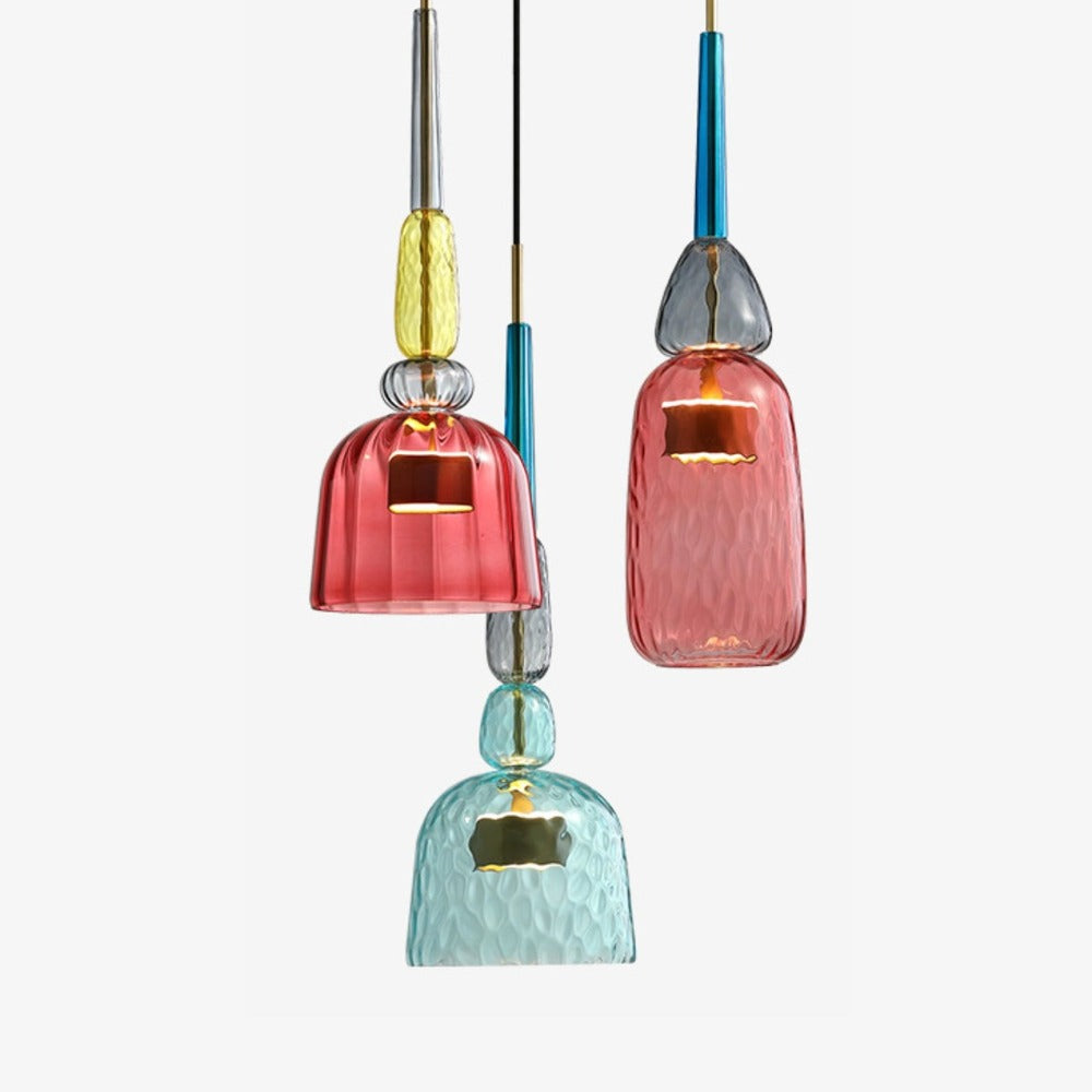 Elegant Sofia colored glass ceiling lamp, modern lighting for living room decor.