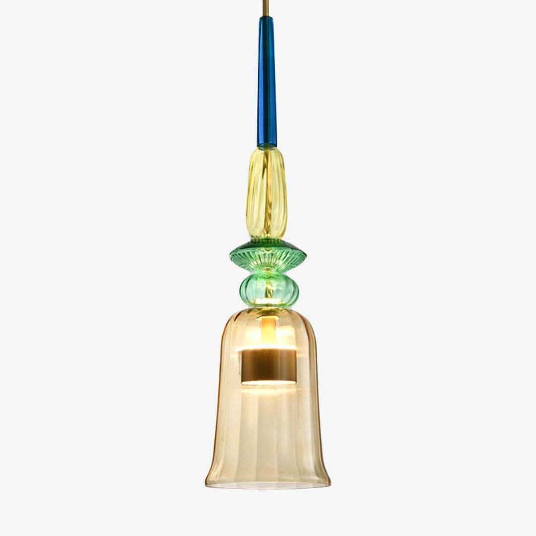 Vibrant colored glass ceiling lamp, modern design LED pendant light for living room.