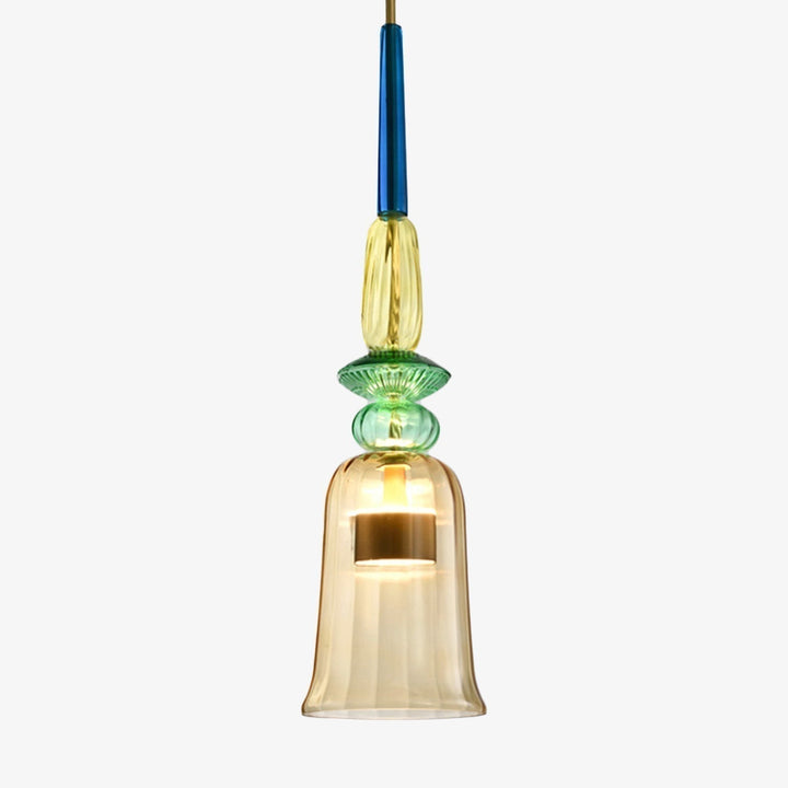 Vibrant colored glass ceiling lamp, modern design LED pendant light for living room.