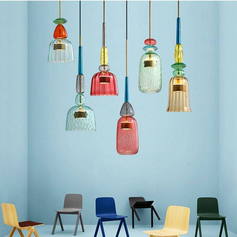 Beautiful colored glass ceiling light, an elegant LED fixture for modern living spaces.