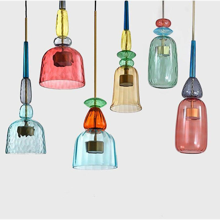 Sofia styled colored glass pendant lamp, chic modern lighting for any stylish home.