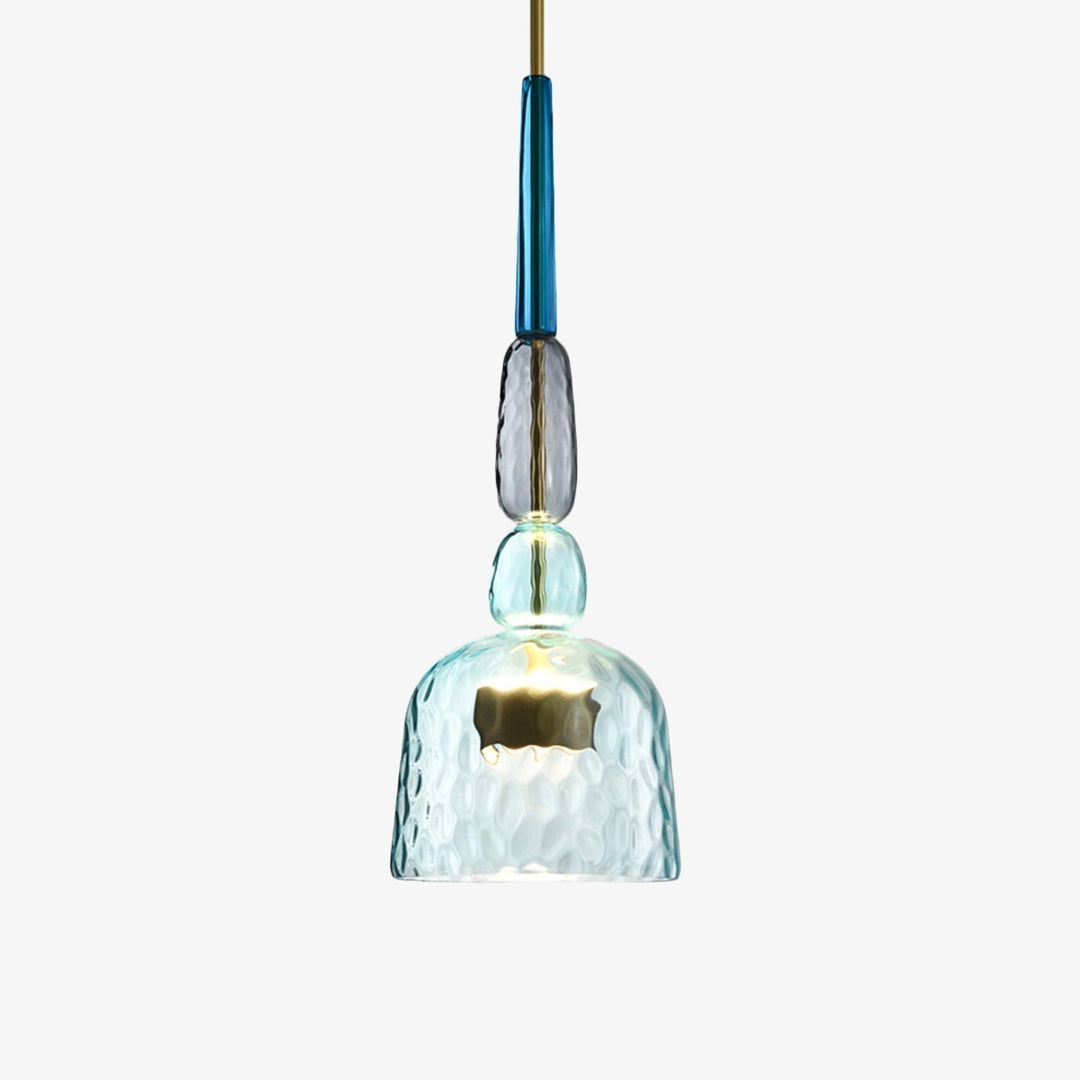 Decorative colored glass ceiling lamp, ideal modern LED lighting for dining areas.