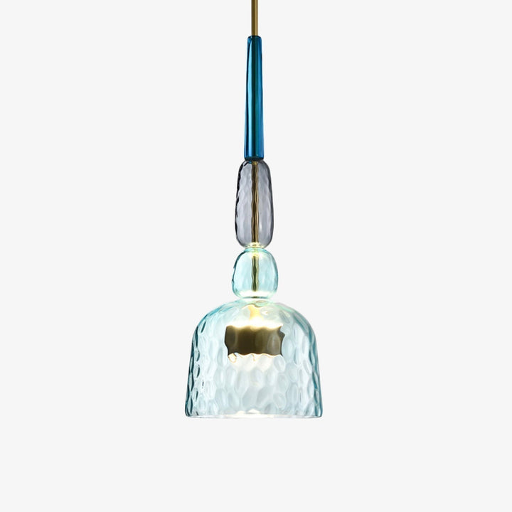 Decorative colored glass ceiling lamp, ideal modern LED lighting for dining areas.