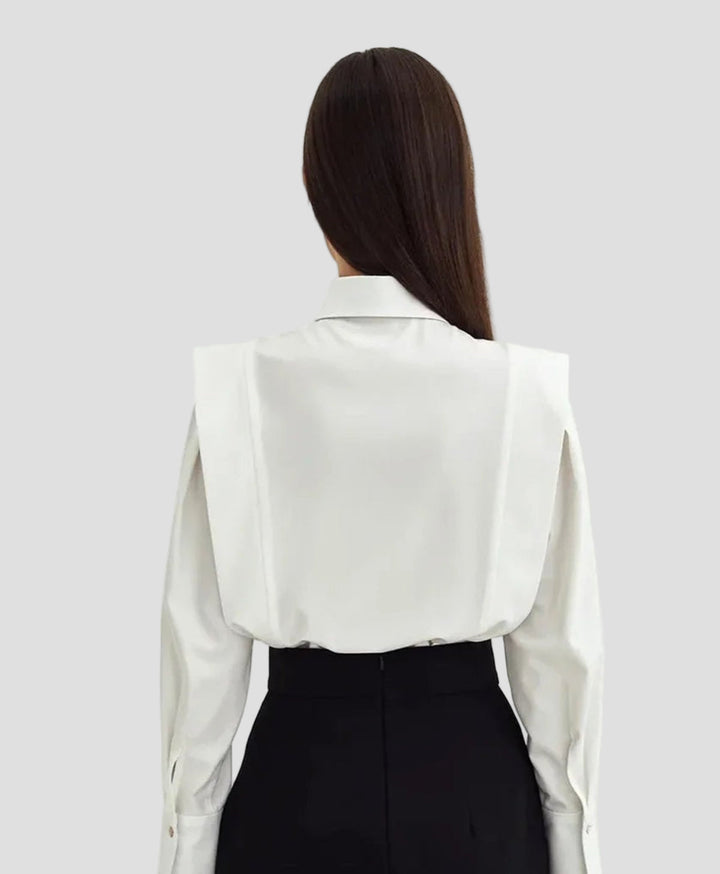 Women's long sleeve square neck blouse, versatile and sophisticated for everyday wear.