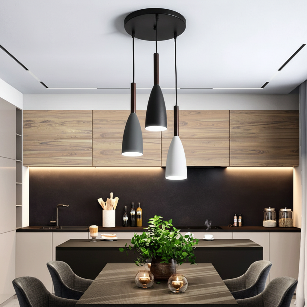 Elegant triple pendant light for modern homes, ScandiBeam design.