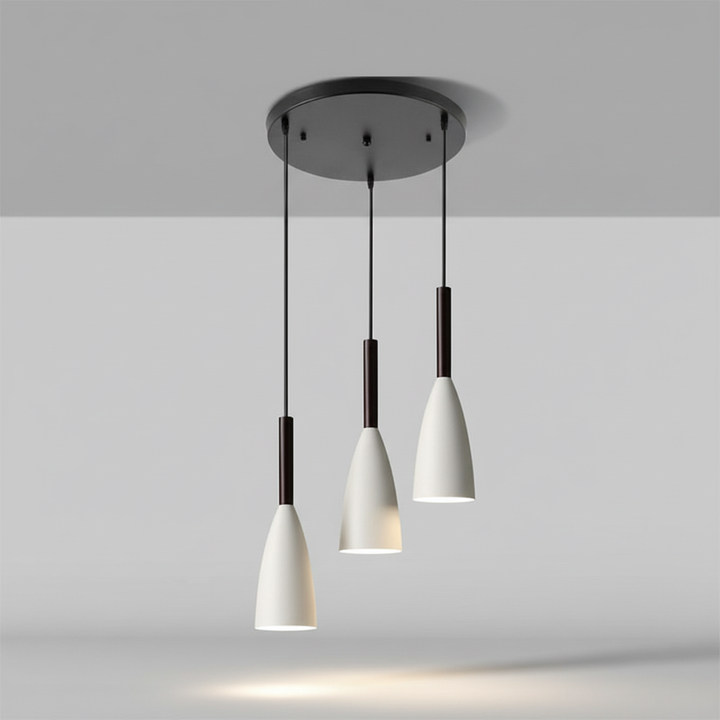 Minimalist triple pendant light, ScandiBeam, perfect for modern Nordic spaces.