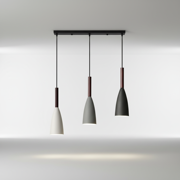 Adjustable triple pendant light, ScandiBeam style for contemporary decor.